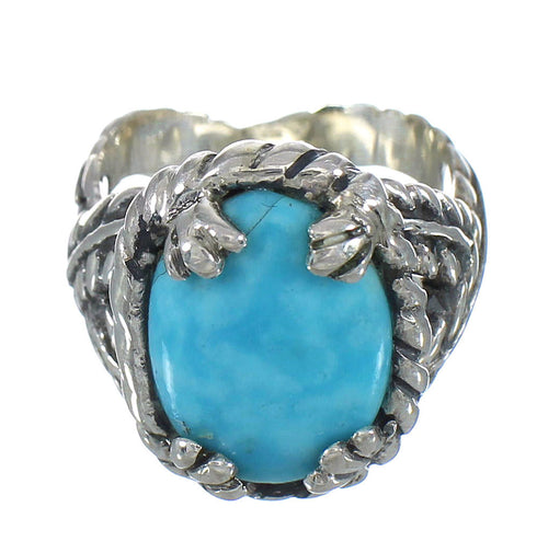 Genuine Sterling Silver And Southwestern Turquoise Ring Size 6-3/4 RX62015